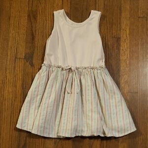 Mabel + Honey Cream Tie Front Pleated Scoop Neck Sundress